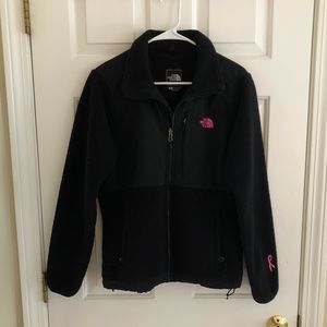 NORTH FACE black/pink breast cancer fleece zip up